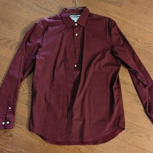 Old Navy - Non Iron Polka Dot Button Down Dress Shirt - Men's XL